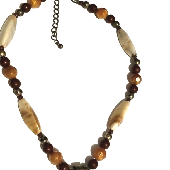 💥CLEARANCE💥VINTAGE AGATE STONE BEADED PENDANT CHOKER COLLAR 19" NECKLACE - Picture 4 of 9